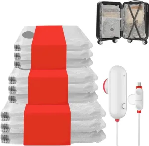 9 Pack Lightweight Travel Bags with USB Electric Pump, 2025 New Compact Vacuum Storage Bags for Clothes, Space Saver Compression Bags for Travel, Vacuum Seal Bag for Clothing Travels (A)