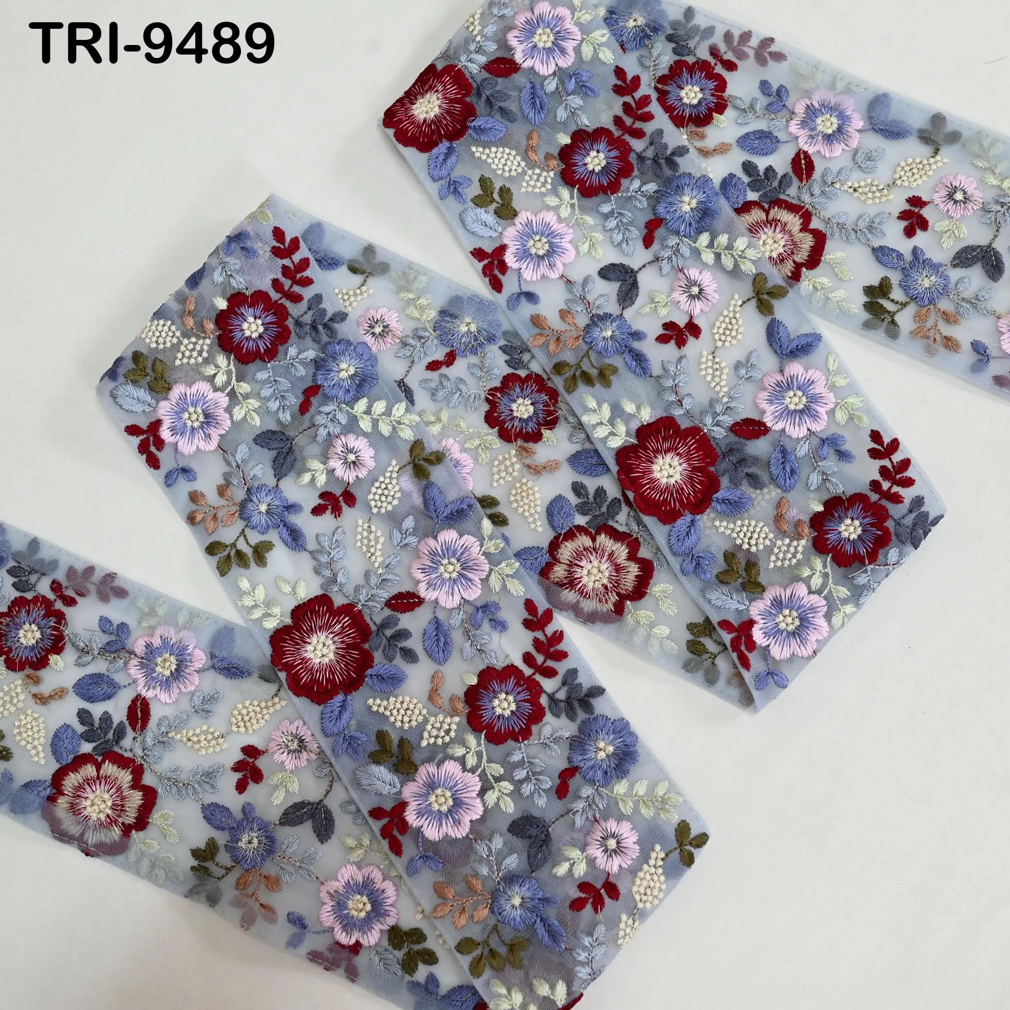9 Yard Indian Grey Embroidery Ribbon Embroidered Trims Saree Sewing Embellishment Costumes Accessories Crafting Borders Trimmings 10cm