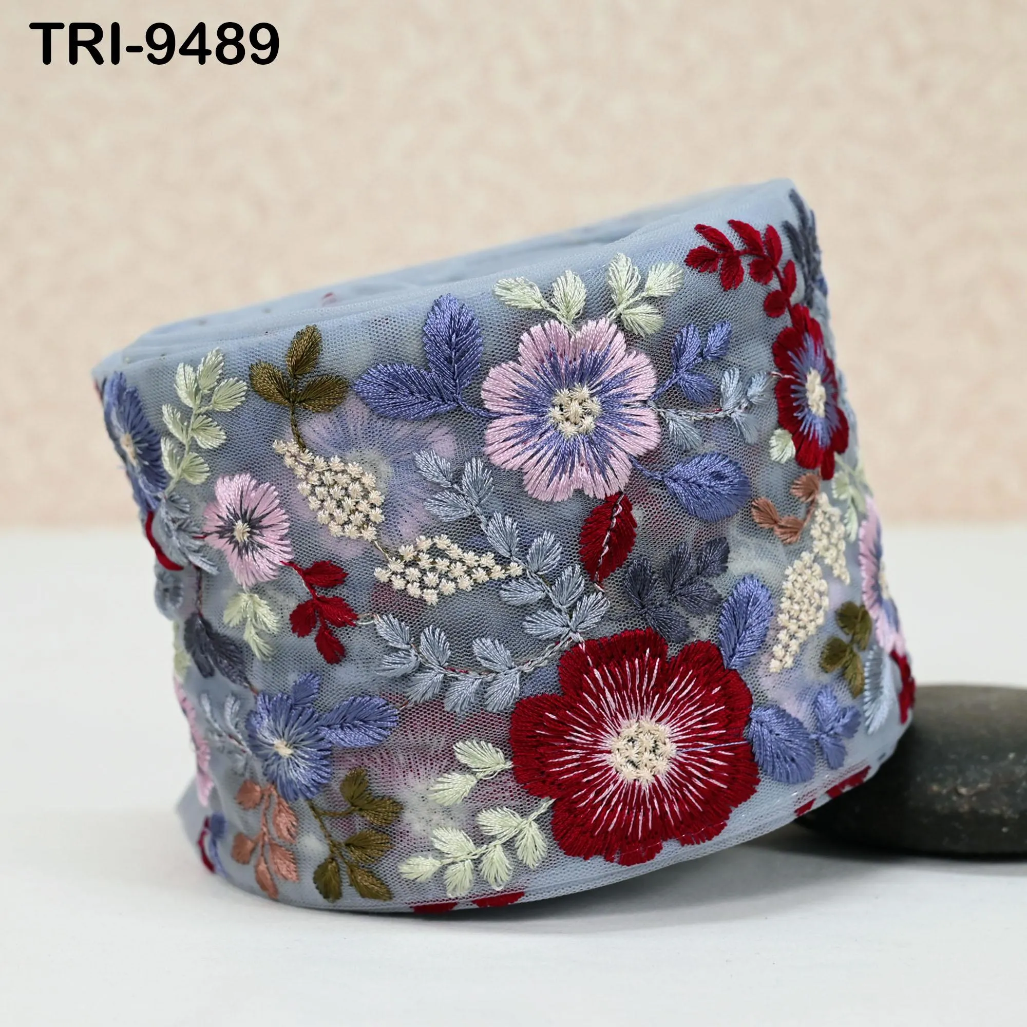 9 Yard Indian Grey Embroidery Ribbon Embroidered Trims Saree Sewing Embellishment Costumes Accessories Crafting Borders Trimmings 10cm