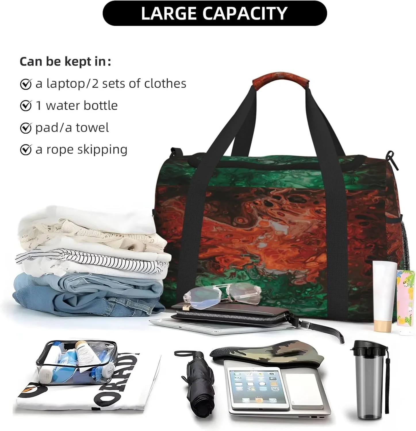 Abstract Art Travel Duffel Bag Large Foldable Waterproof Overnight Bag For Beach Swim Bags Pool Sports Gym