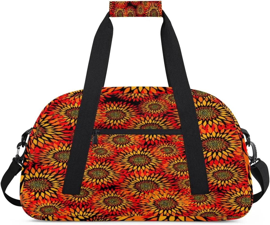 Abstract Sunflower Gym Duffel Bag for Men Women Abstract Art Sports Tote Bag with Adjustable Shoulder Strap for Dance Gymnastics Traveling Outdoor Camping Overnight Stay