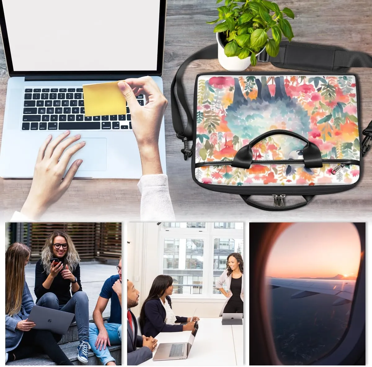 Abstracted Art Design Laptop Shoulder Bag for Tablet Computer Notebook Sleeve Messenger Carrying Case Briefcase Tote