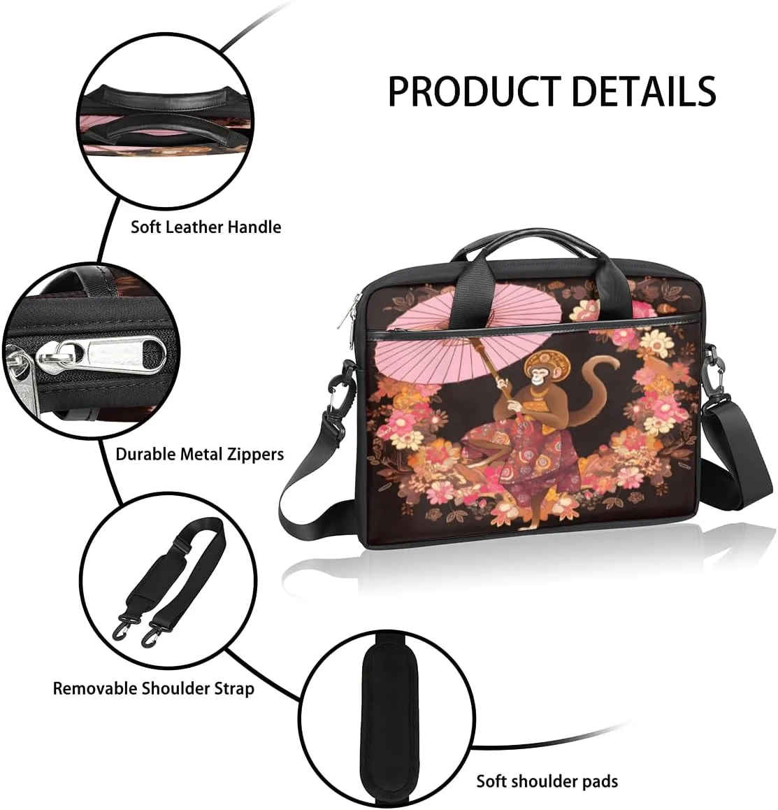 Abstracted Art Design Laptop Shoulder Bag for Tablet Computer Notebook Sleeve Messenger Carrying Case Briefcase Tote