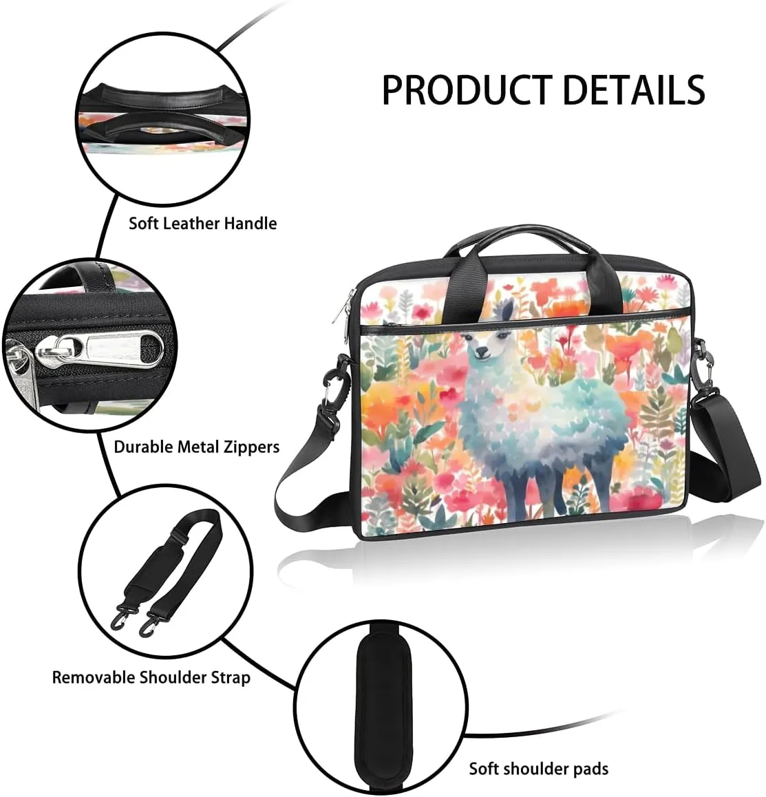Abstracted Art Design Laptop Shoulder Bag for Tablet Computer Notebook Sleeve Messenger Carrying Case Briefcase Tote