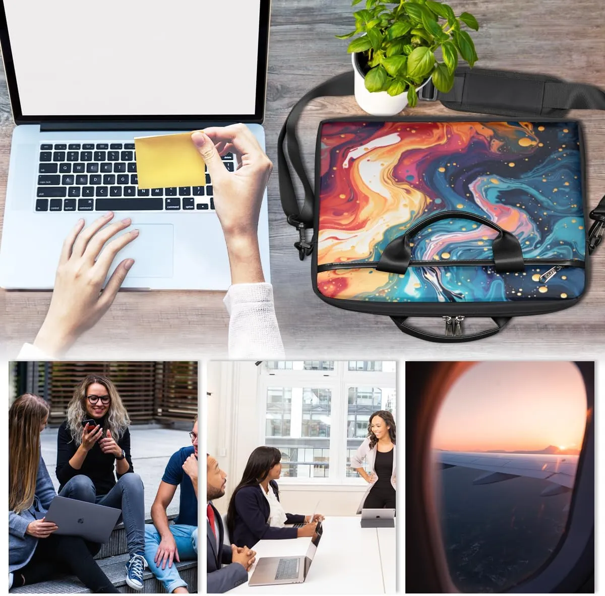 Abstracted Art Design Laptop Shoulder Bag for Tablet Computer Notebook Sleeve Messenger Carrying Case Briefcase Tote