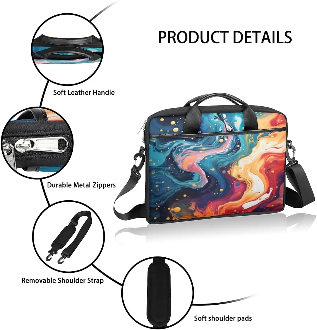 Abstracted Art Design Laptop Shoulder Bag for Tablet Computer Notebook Sleeve Messenger Carrying Case Briefcase Tote