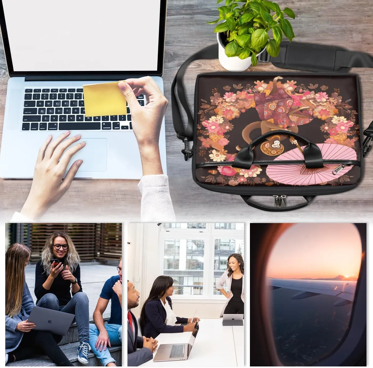 Abstracted Art Design Laptop Shoulder Bag for Tablet Computer Notebook Sleeve Messenger Carrying Case Briefcase Tote