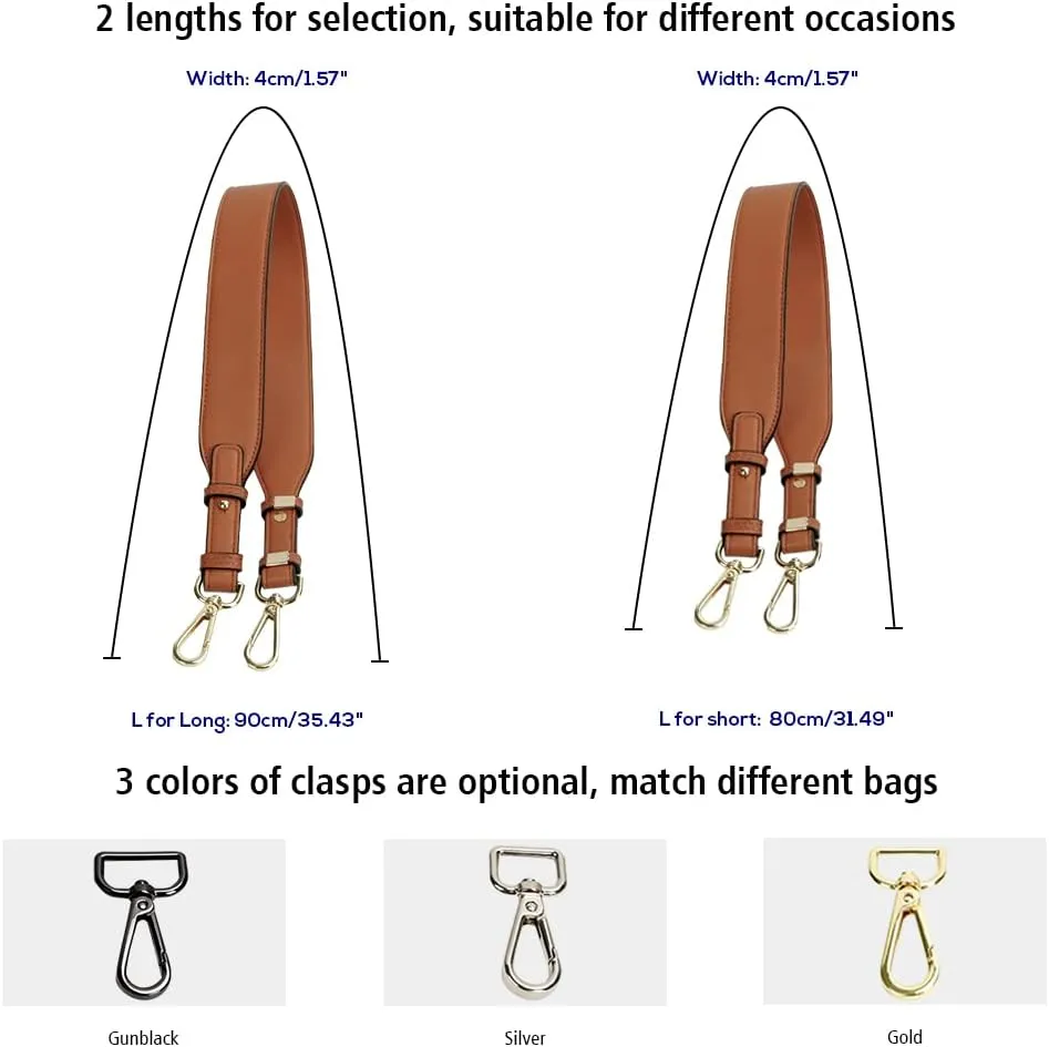 Adjustable Crossbody Bag Straps - Gold Clasps, Navy Blue
