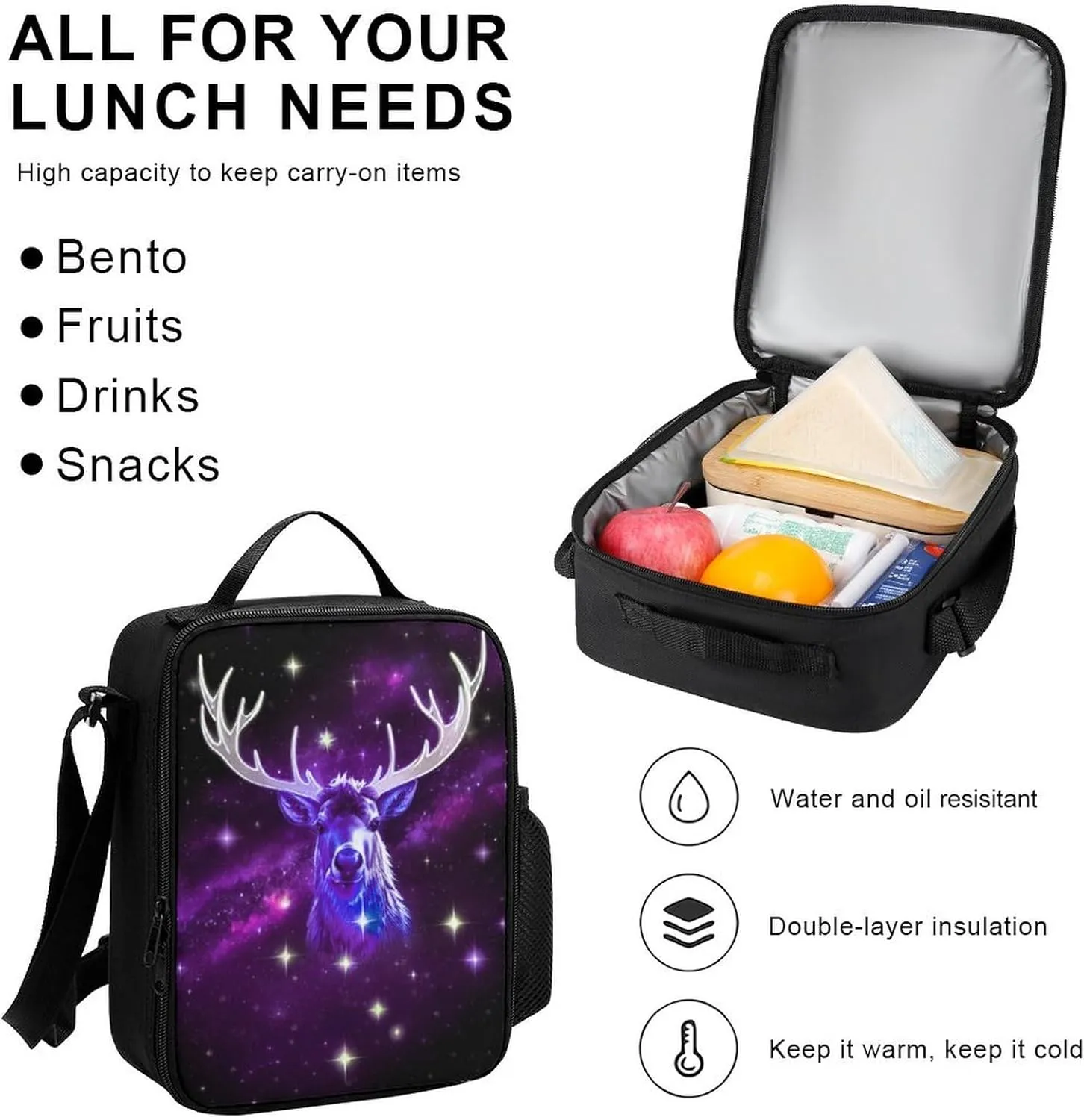 Adults Daypack - Galaxy Starry Sky Christmas Elk Moose Art Shoulder Bag 3 Piece College Daypack Travel Hiking Backpack, 3 Piece Climbing Shoulder Bag