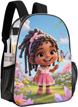 Adults Lightweight Colorful Afro American Black Women With Butterflies Art Shoulder Book Bags Big Capacity Shoulder Bag Transparent Bag for Trekking Work Walking Cycling