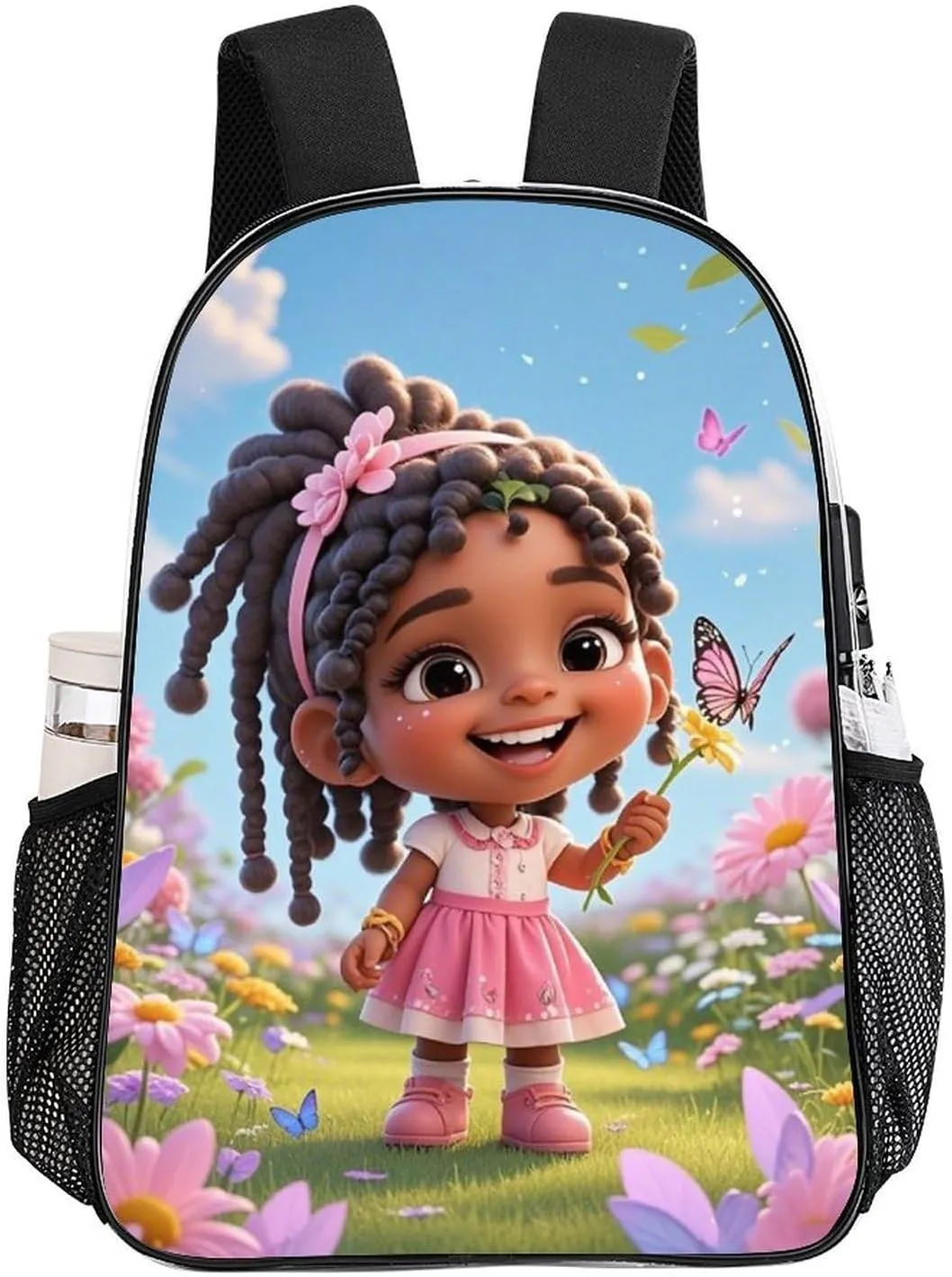Adults Lightweight Colorful Afro American Black Women With Butterflies Art Shoulder Book Bags Big Capacity Shoulder Bag Transparent Bag for Trekking Work Walking Cycling