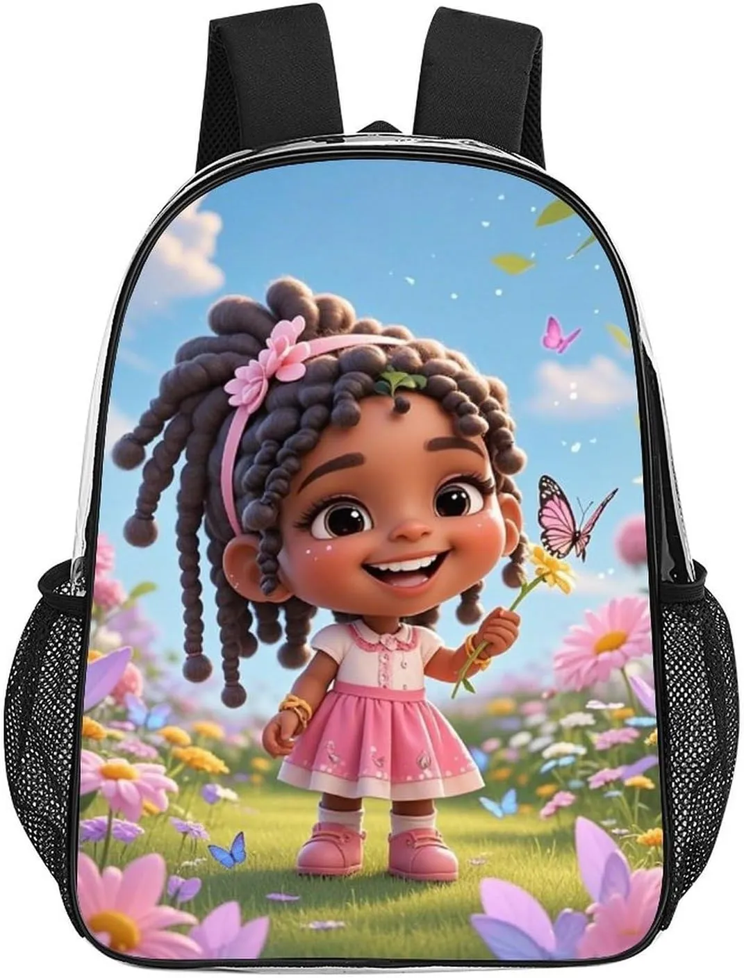 Adults Lightweight Colorful Afro American Black Women With Butterflies Art Shoulder Book Bags Big Capacity Shoulder Bag Transparent Bag for Trekking Work Walking Cycling