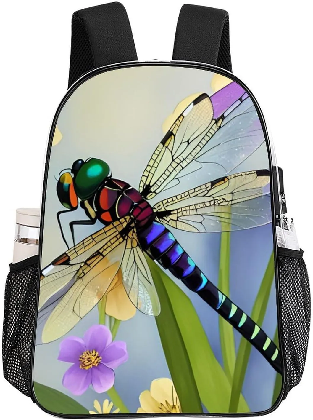 Adults Lightweight Floral Dragonfly Art Shoulder Book Bags Big Capacity Shoulder Bag Transparent Bag for Trekking Work Walking Cycling