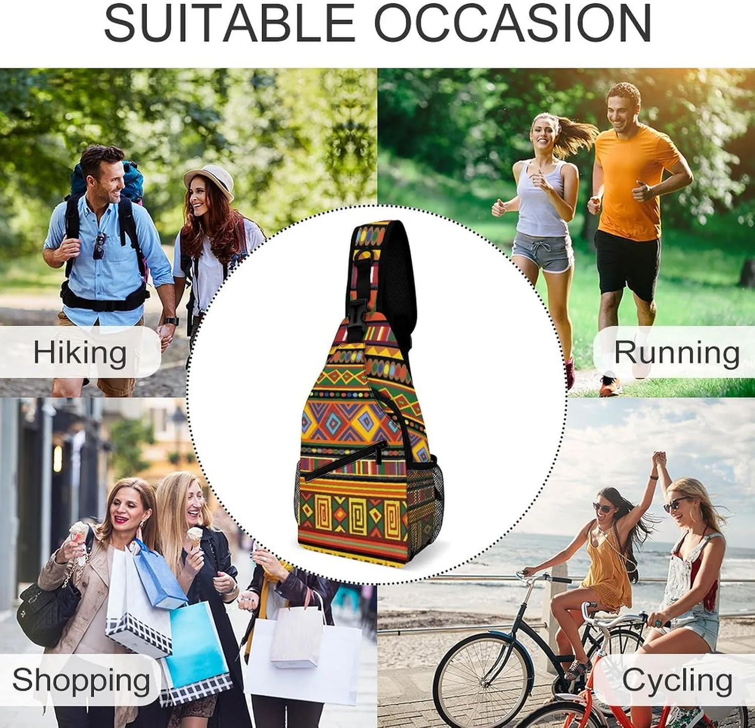 Africa Art A Spacious And Large Capacity Portable Adjustable Chest Bag