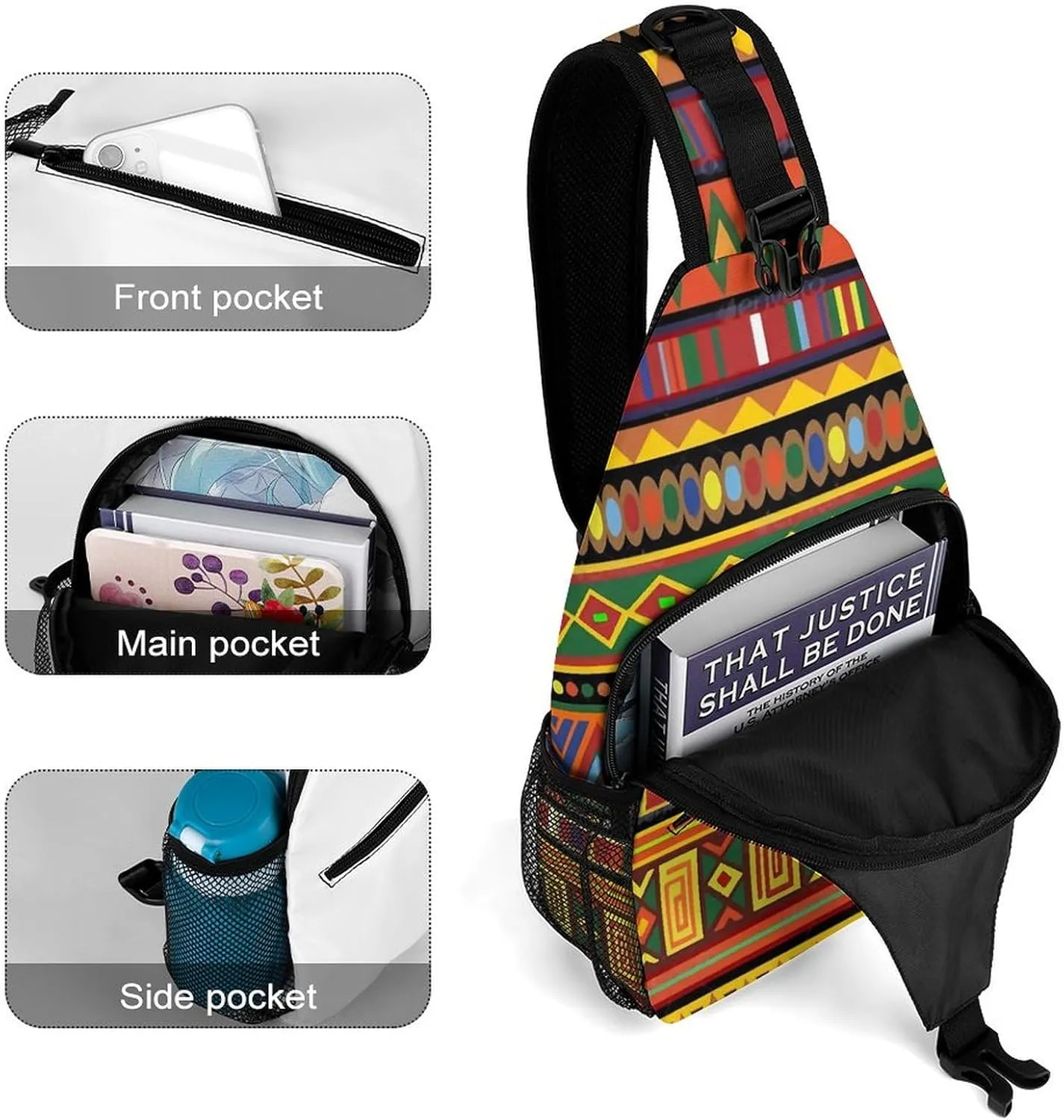 Africa Art A Spacious And Large Capacity Portable Adjustable Chest Bag