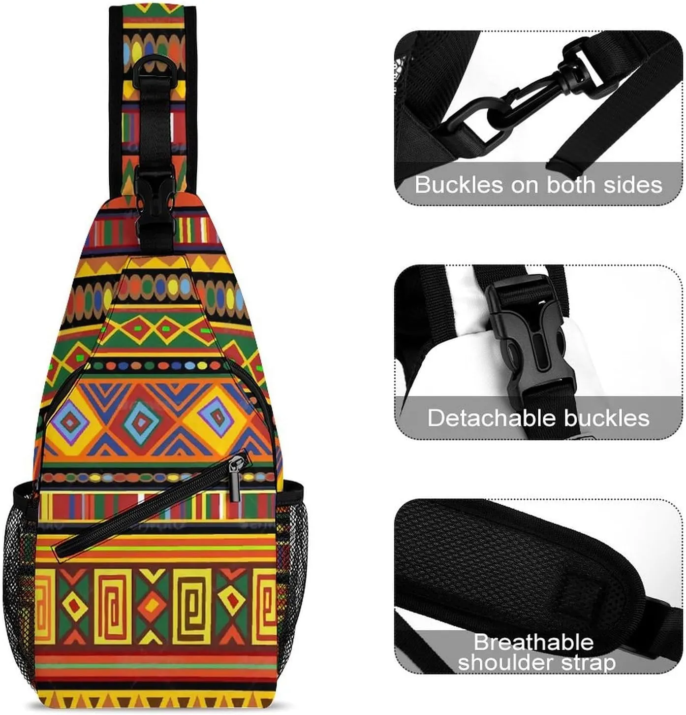 Africa Art A Spacious And Large Capacity Portable Adjustable Chest Bag