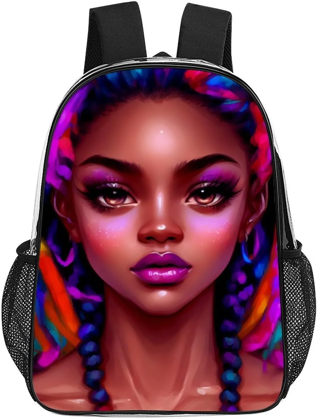 African American Women Black Womens Ethnic Art Backpack Lightweight Anti-Theft Multipurpose Shoulder Bag Large Capacity Travel Hiking Backpack Transparent Bag