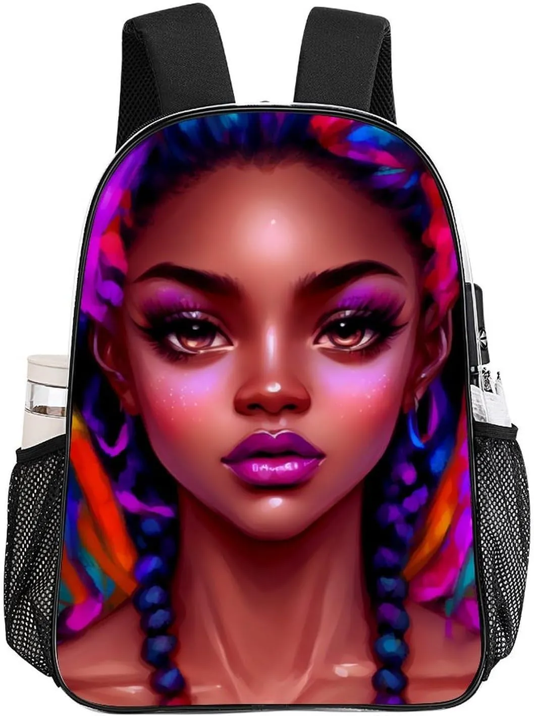 African American Women Black Womens Ethnic Art Backpack Lightweight Anti-Theft Multipurpose Shoulder Bag Large Capacity Travel Hiking Backpack Transparent Bag