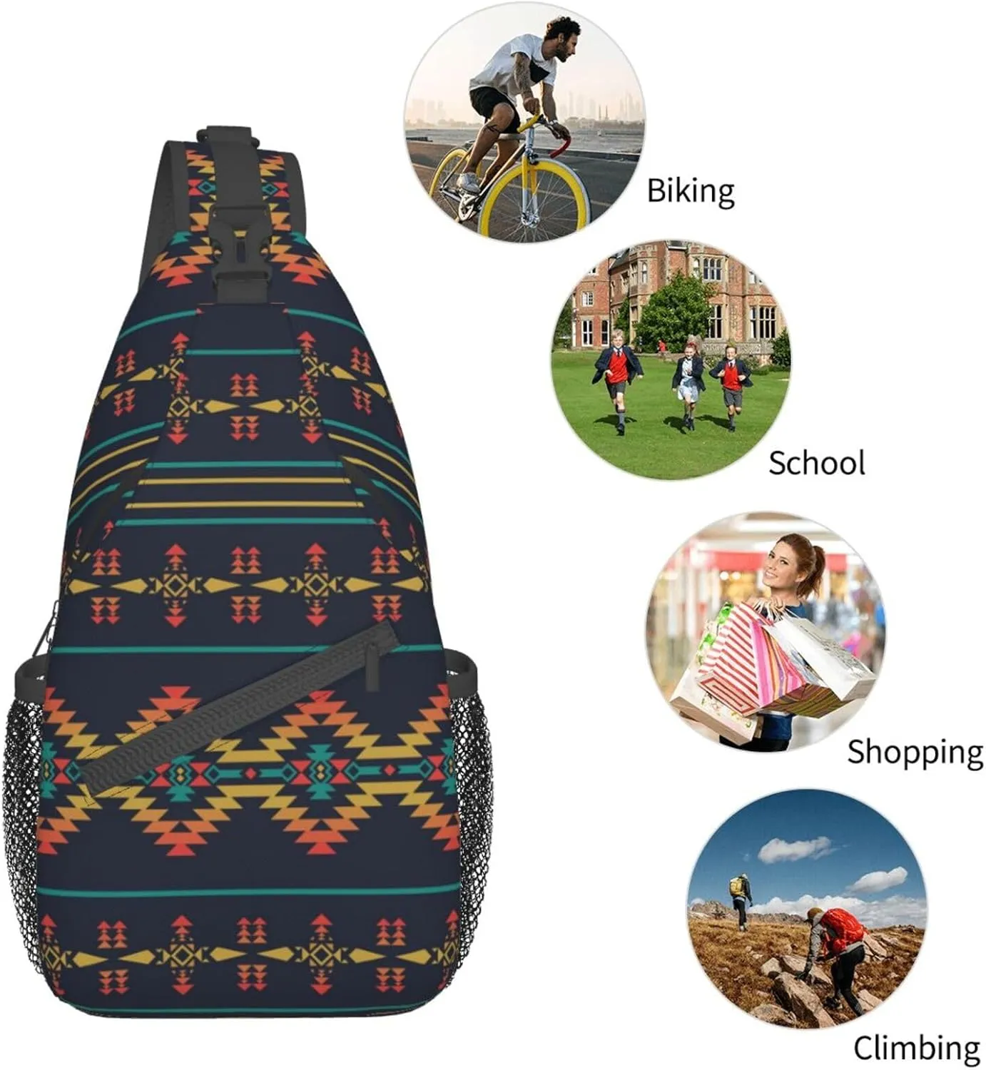 African Art Shoulder Bag African Sling Backpack Daypack Casual Backpack African Ethnic Hiking Bag Backpack Bag