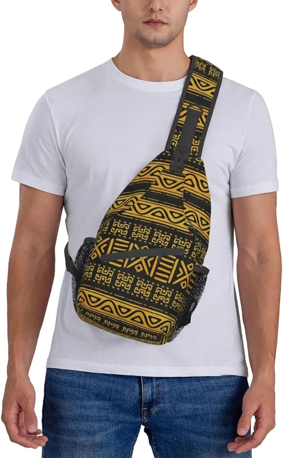 African Crossbody Bag African Art Shoulder Bag Backpack Africa Sling Bag Chest Casual Daypack for Outdoor