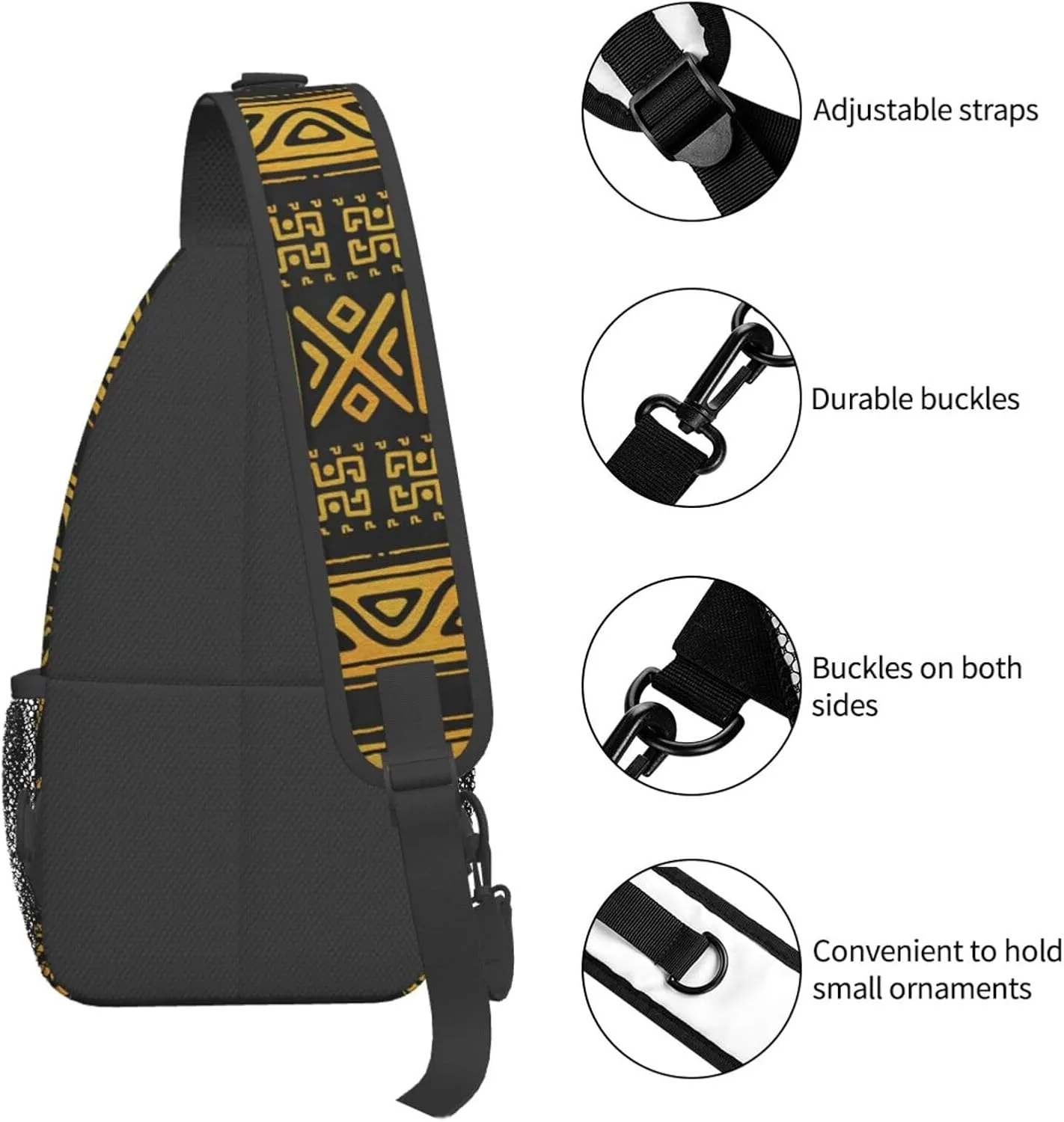 African Crossbody Bag African Art Shoulder Bag Backpack Africa Sling Bag Chest Casual Daypack for Outdoor