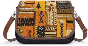 African Ethnic Funny Women's Crossbody Bags Novelty Leather Purse Handbag Shoulder Bag