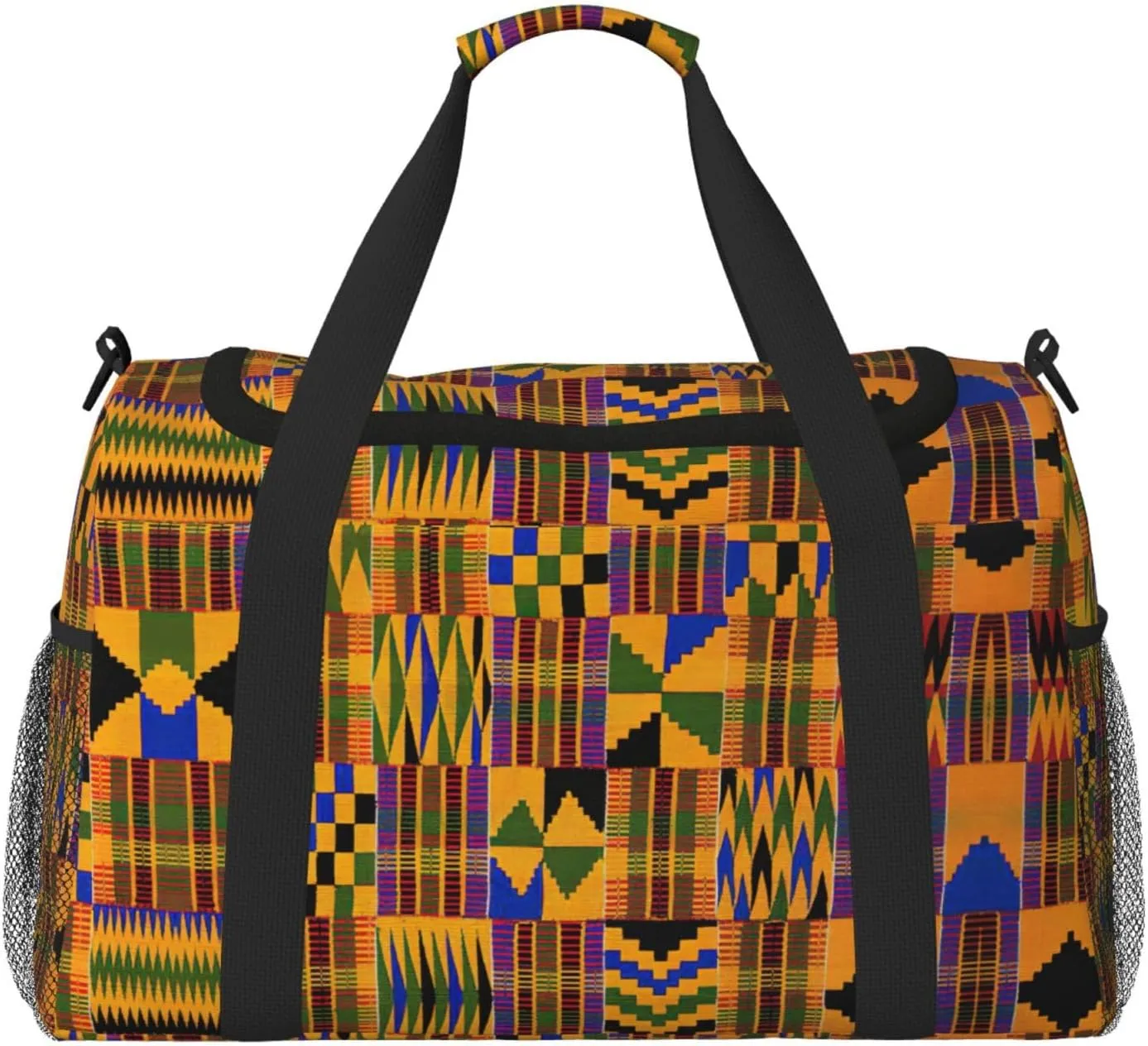 african weaving Travel Tote Bag â€“ Large Reusable Shopping Bag, Vacation Tote, Sports Duffel Bag with Adjustable Crossbody Strap