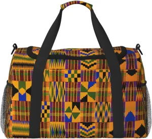 african weaving Travel Tote Bag â€“ Large Reusable Shopping Bag, Vacation Tote, Sports Duffel Bag with Adjustable Crossbody Strap