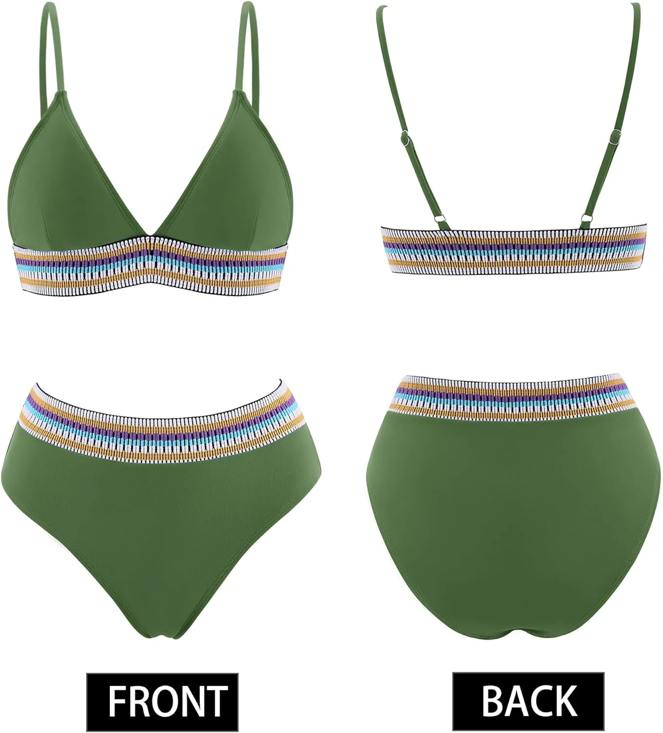AI'MAGE High Waisted Bikini Sets for Women 2025 Triangle Color Block Two Piece Swimsuits Tummy Control Bathing Suits