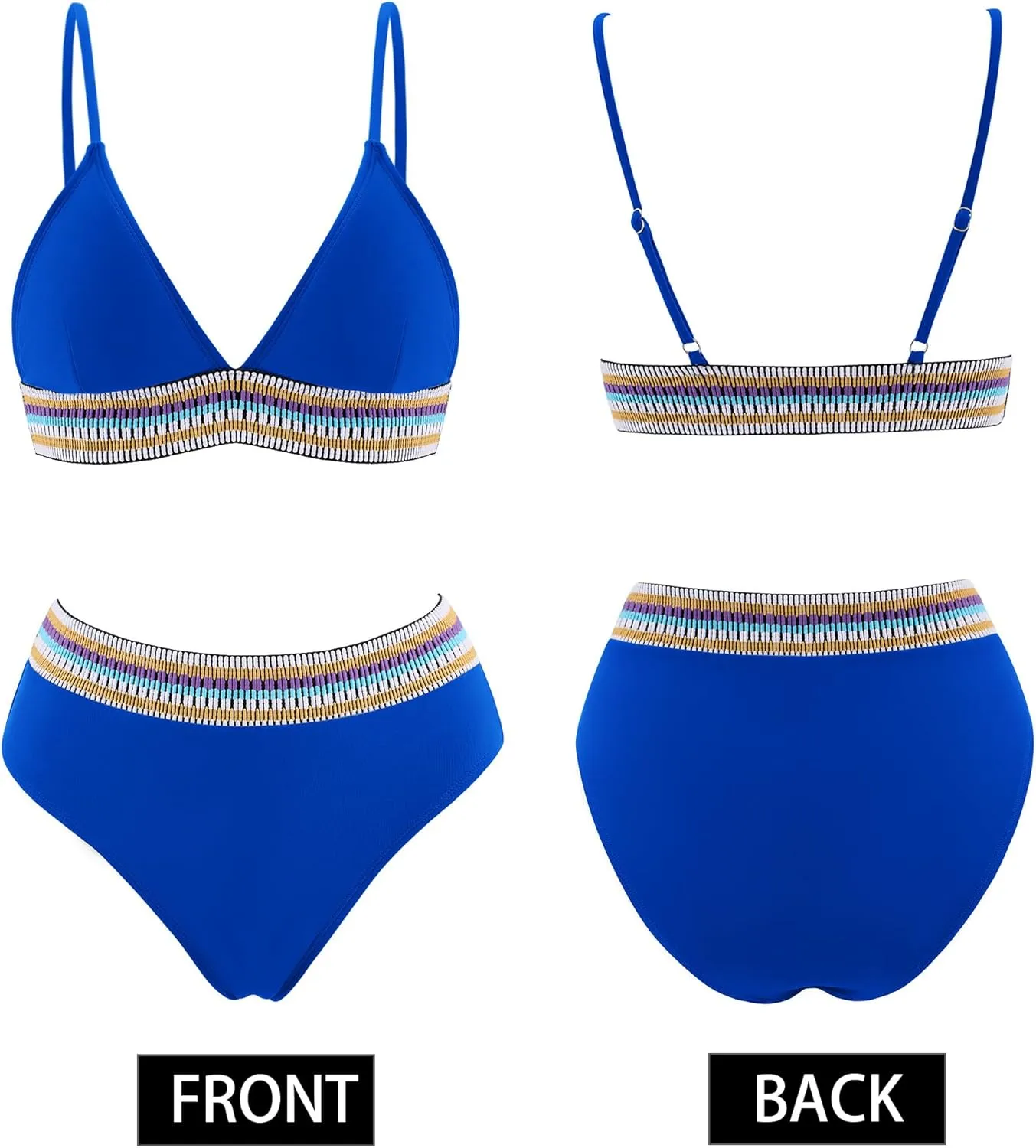 AI'MAGE High Waisted Bikini Sets for Women 2025 Triangle Color Block Two Piece Swimsuits Tummy Control Bathing Suits