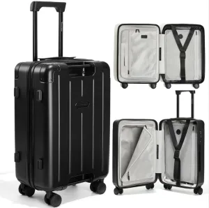 Air Vacuum Seal Suitcase Carry-On 20-Inch Travel Luggage USB Port 20" AirCabin Air Compression Pump - Hinomoto Wheels (AirCabin, Matte Black, 40L Capacity (No Vacuum Bag))