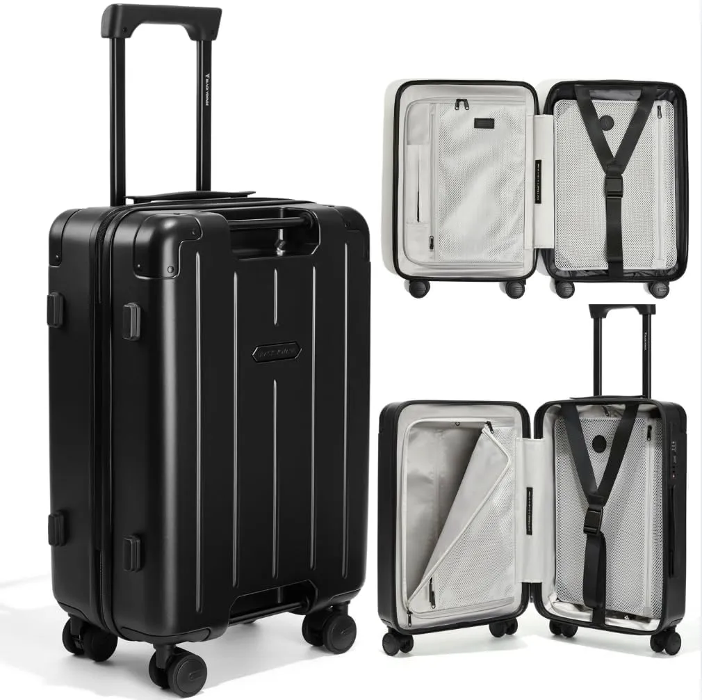 Air Vacuum Seal Suitcase Carry-On 20-Inch Travel Luggage USB Port 20" AirCabin Air Compression Pump - Hinomoto Wheels (AirCabin, Matte Black, 40L Capacity (No Vacuum Bag))