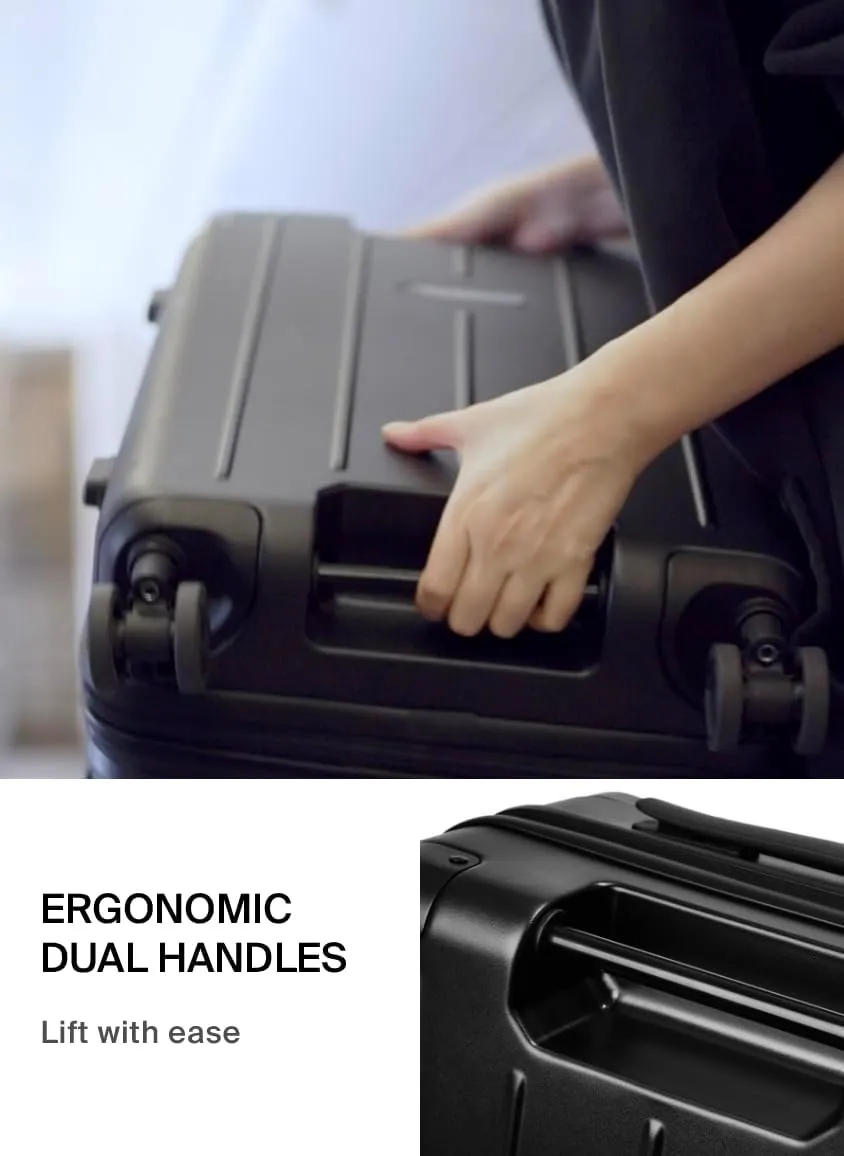 Air Vacuum Seal Suitcase Carry-On 20-Inch Travel Luggage USB Port 20" AirCabin Air Compression Pump - Hinomoto Wheels (AirCabin, Matte Black, 40L Capacity (No Vacuum Bag))