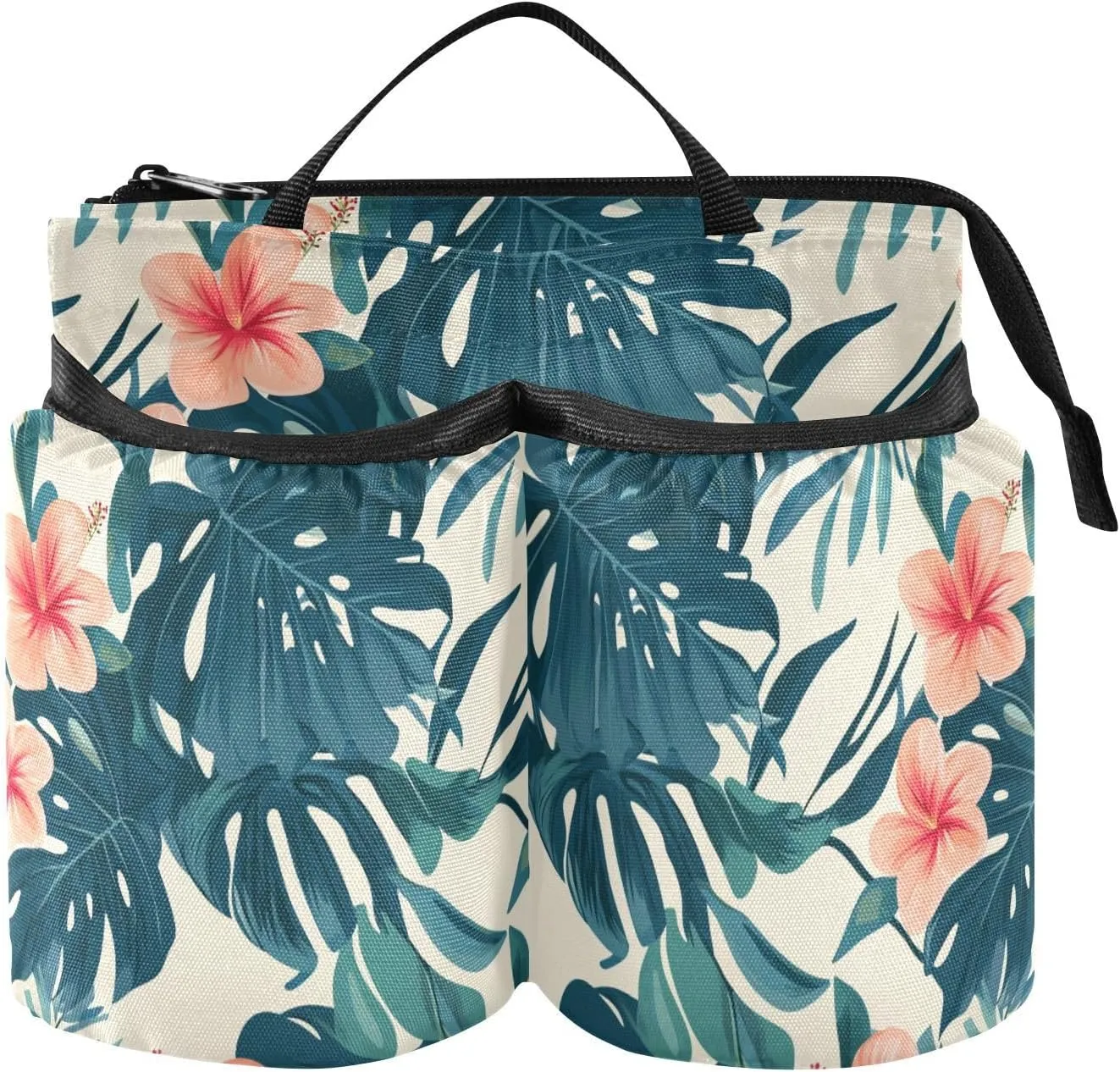 Airport Cup Holder Convenient Tropical Style Green Leaves Red Flower Luggage and Travel Accessories Travel Accessories Gift Suitcase Attachemt