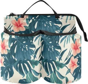 Airport Cup Holder Convenient Tropical Style Green Leaves Red Flower Luggage and Travel Accessories Travel Accessories Gift Suitcase Attachemt