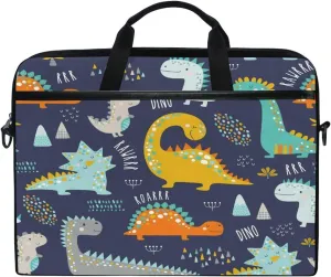 ALAZA Cute Funny Dinosaurs Dino15 inch Laptop Case Shoulder Bag Crossbody Briefcase for Women Men with Shoulder Strap Handle