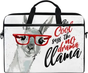 ALAZA Funny Llama No Drama Be Cool White Laptop Case Bag Sleeve Portable/Crossbody Messenger Briefcase Convertible w/Strap Pocket 15-15.4 inch, Back to School Gifts