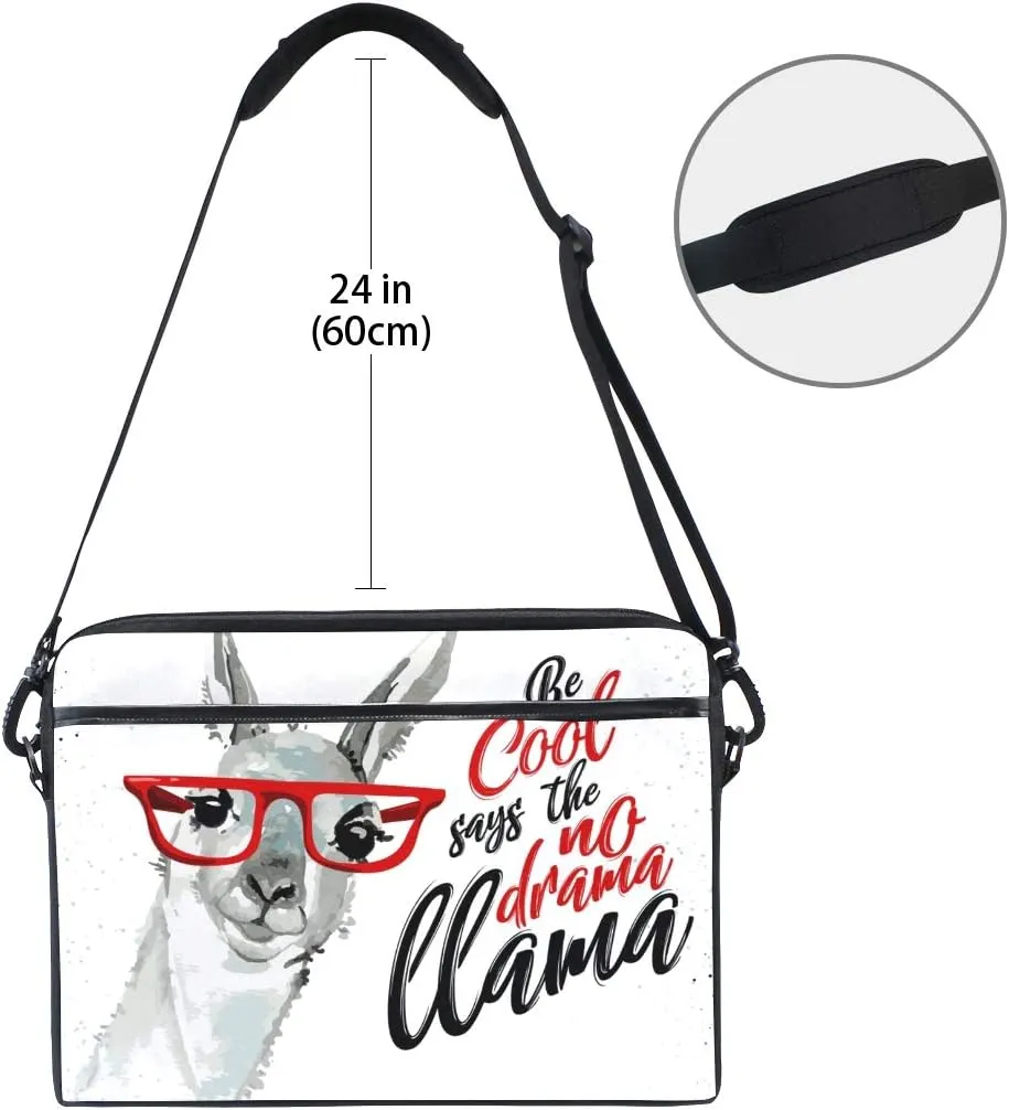 ALAZA Funny Llama No Drama Be Cool White Laptop Case Bag Sleeve Portable/Crossbody Messenger Briefcase Convertible w/Strap Pocket 15-15.4 inch, Back to School Gifts
