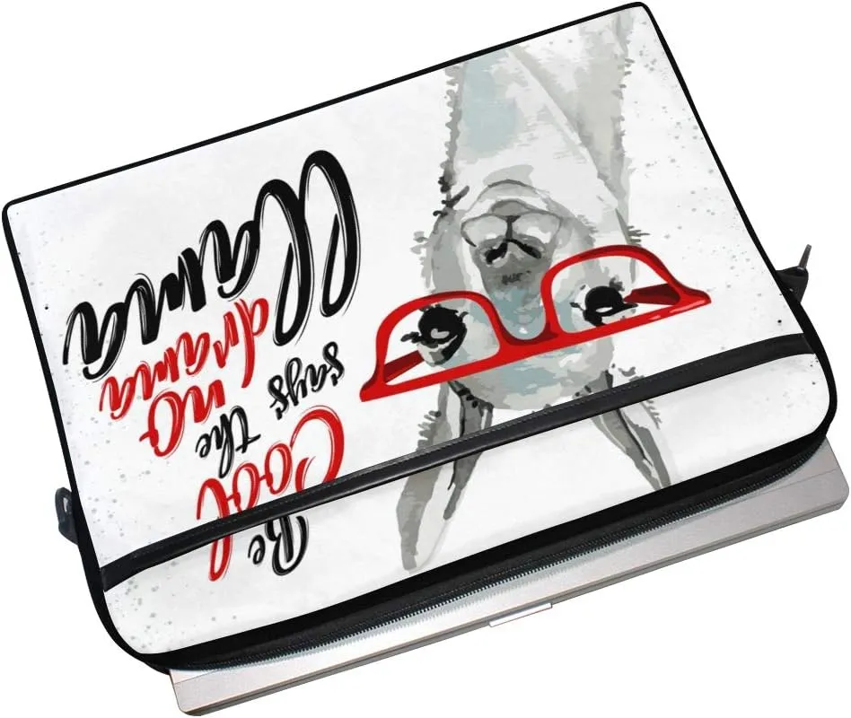 ALAZA Funny Llama No Drama Be Cool White Laptop Case Bag Sleeve Portable/Crossbody Messenger Briefcase Convertible w/Strap Pocket 15-15.4 inch, Back to School Gifts