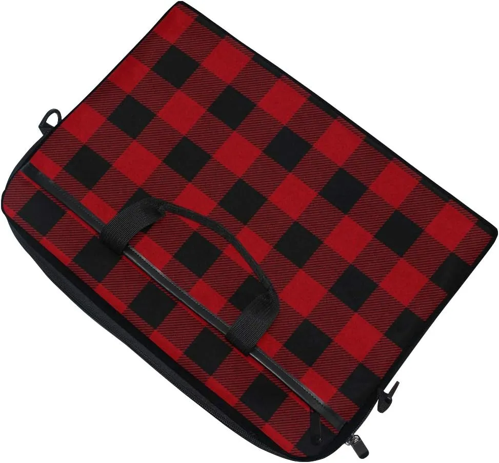 ALAZA Red Black Buffalo Plaid Checkered 15 inch Laptop Case Shoulder Bag Crossbody Briefcase Messenger Sleeve for Women Men Girls Boys with Shoulder Strap Handle, for Her Him