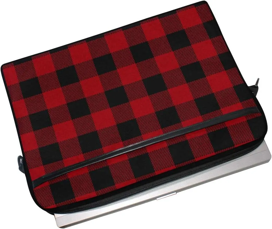 ALAZA Red Black Buffalo Plaid Checkered 15 inch Laptop Case Shoulder Bag Crossbody Briefcase Messenger Sleeve for Women Men Girls Boys with Shoulder Strap Handle, for Her Him