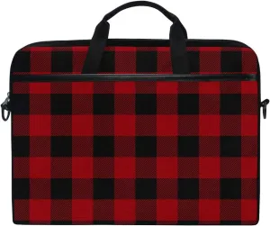 ALAZA Red Black Buffalo Plaid Checkered 15 inch Laptop Case Shoulder Bag Crossbody Briefcase Messenger Sleeve for Women Men Girls Boys with Shoulder Strap Handle, for Her Him