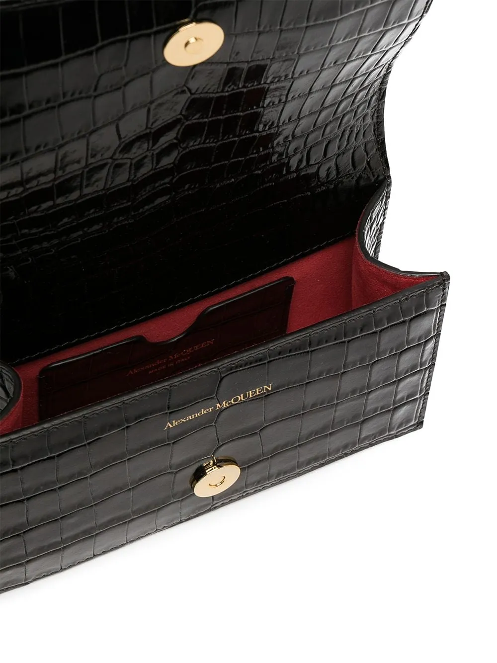 Alexander McQueen Black Calf Leather Jewelled Satchel