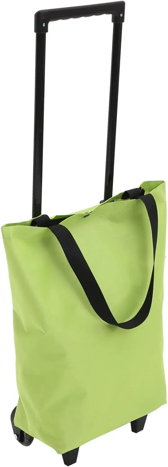 Alipis Foldable Shopping Trolley with Wheels Portable Tote Bag for Groceries Retractable Handle Capacity Lightweight Collapsible Shopping Cart for Easy Transport and Storage
