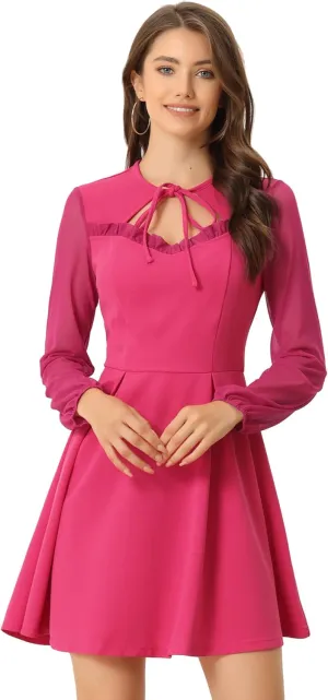 Allegra K Women's Retro Sweetheart Neckine Cutout A-Line Mesh Sleeve Gothic Mini Dress