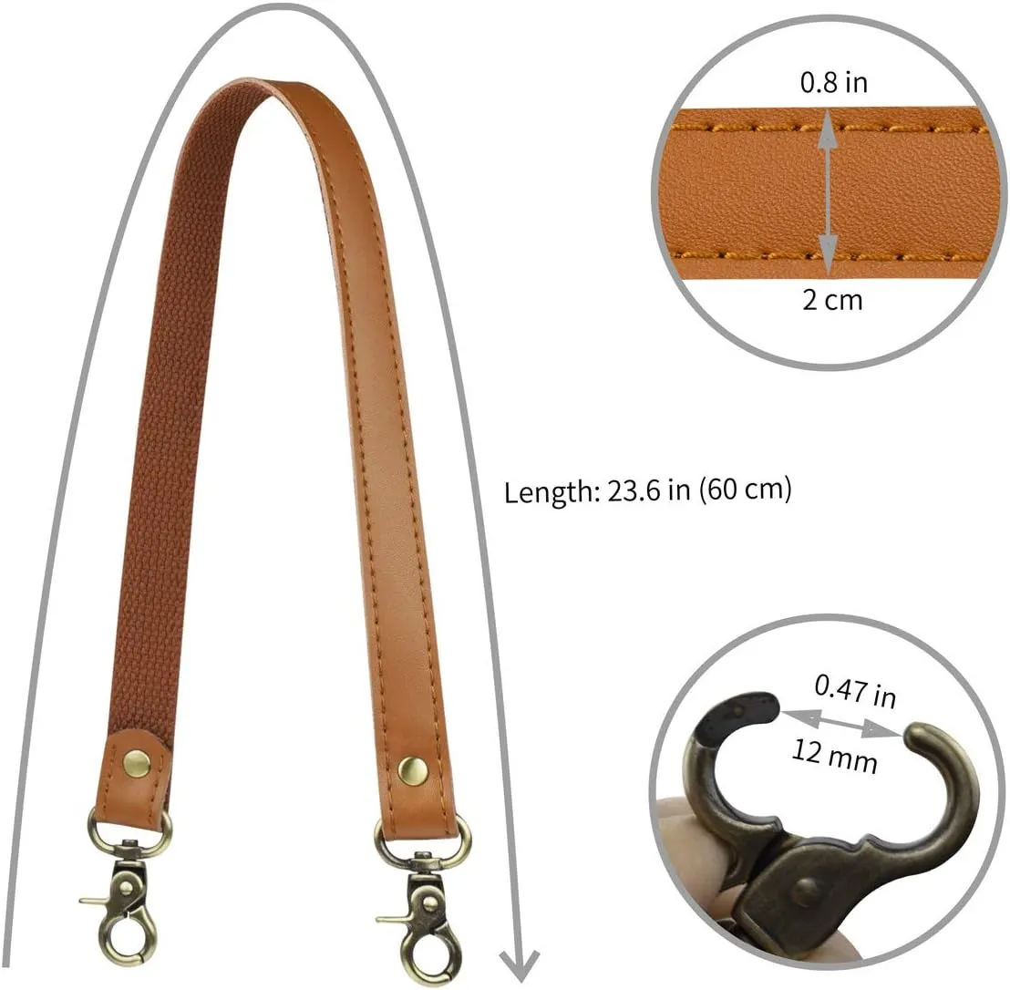 Allzedream Genuine Leather Purse Strap Sewing Canvas Replacement Handbag Shoulder Bag 2 Pcs