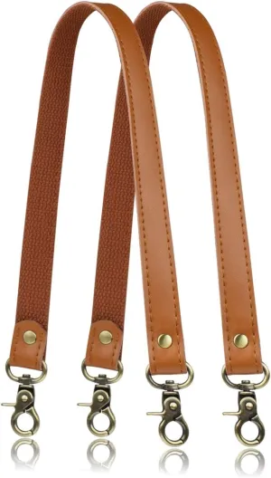 Allzedream Genuine Leather Purse Strap Sewing Canvas Replacement Handbag Shoulder Bag 2 Pcs