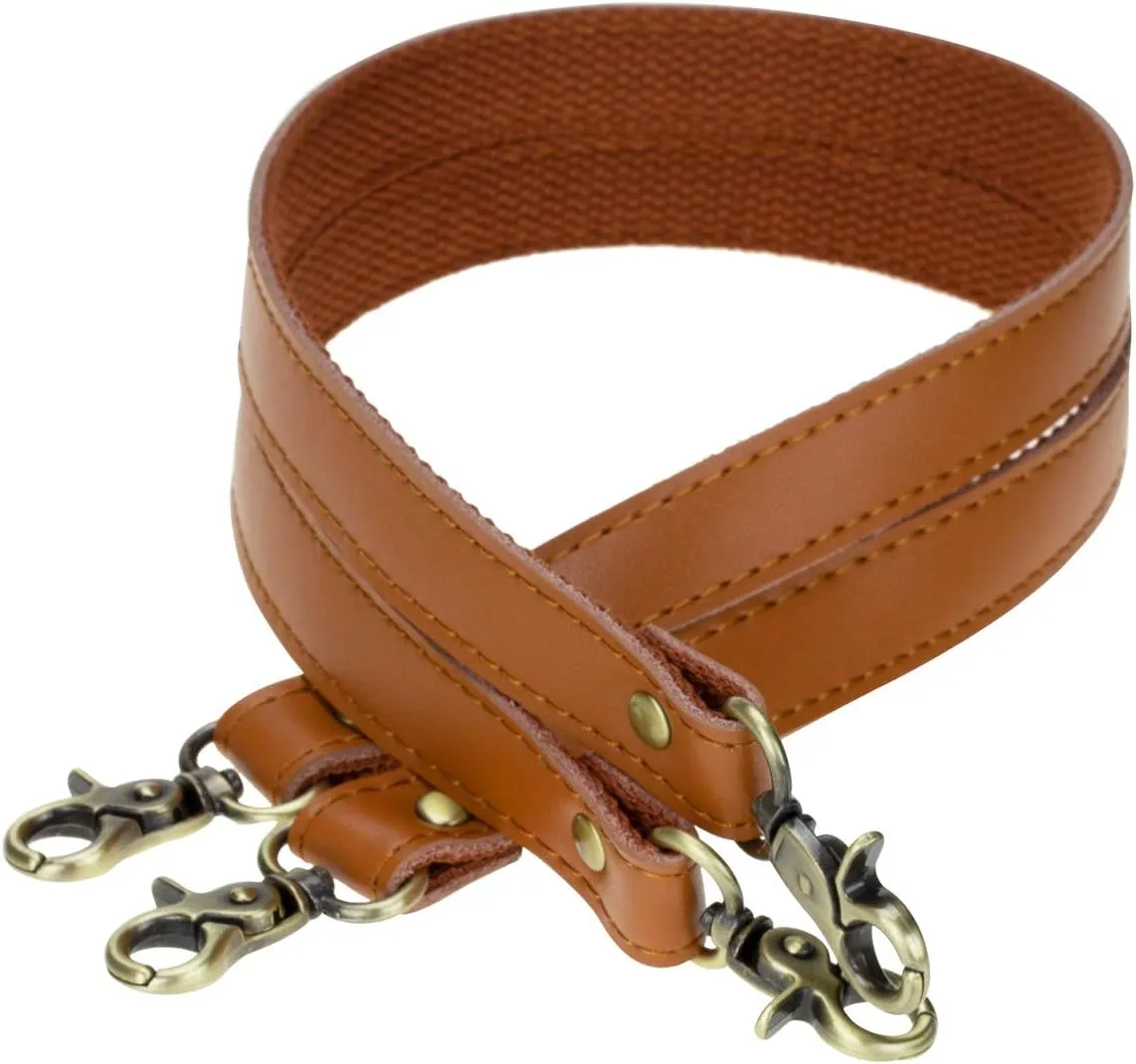 Allzedream Genuine Leather Purse Strap Sewing Canvas Replacement Handbag Shoulder Bag 2 Pcs
