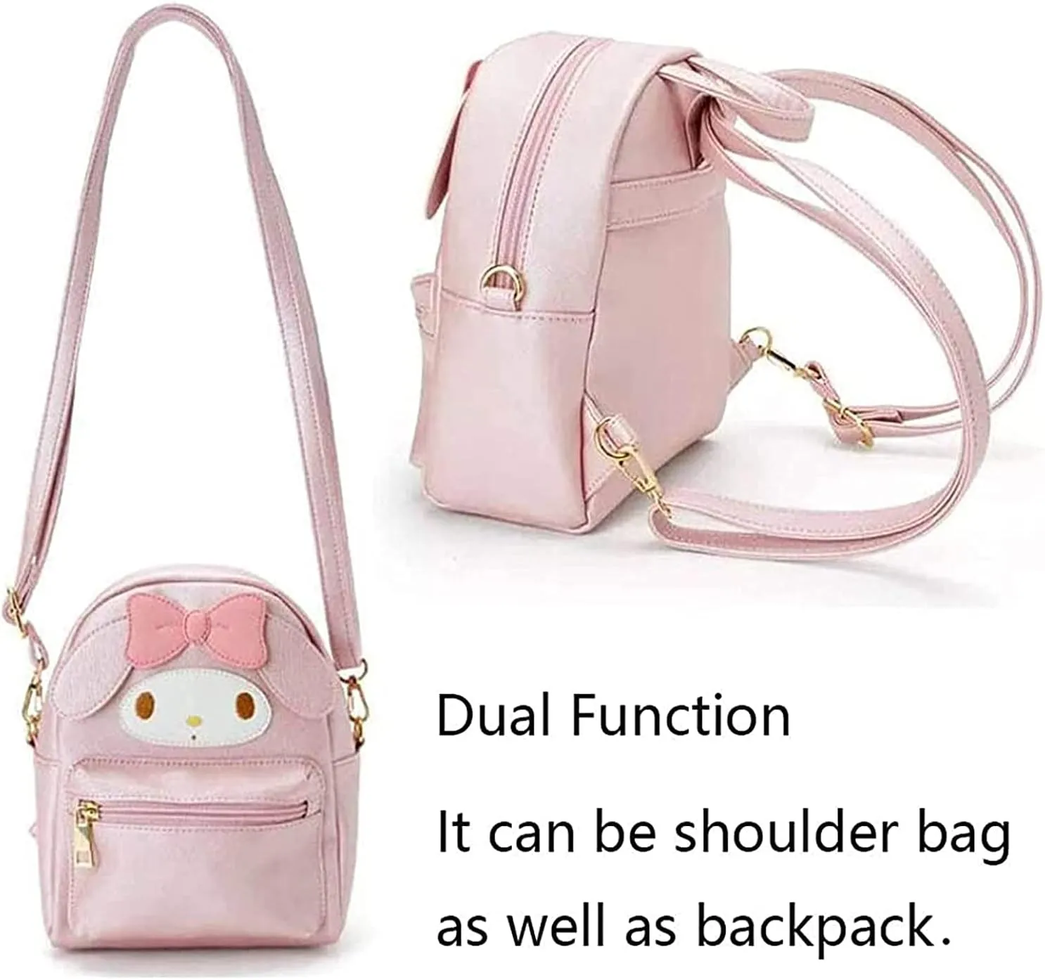 ALORVE Anime Cute Cartoon Bag Cosplay Shoulder Bag Backpack Handbag PU Schoolbags for Kids Girls Fans(Pink)