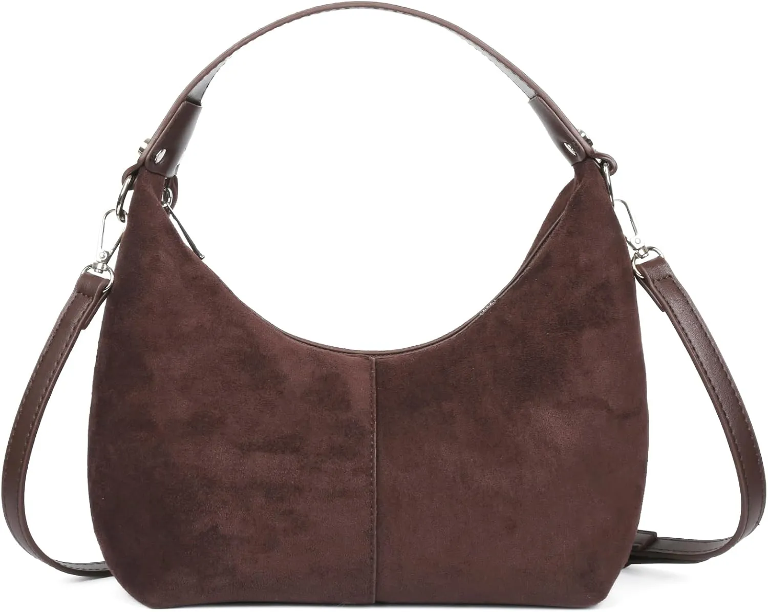 ALUSBELL Suede Tote Bags For Women Retro Suede Crossbody Shoulder Bag Crescent Satchel Hobo Bag Travel Work Purses Handbag